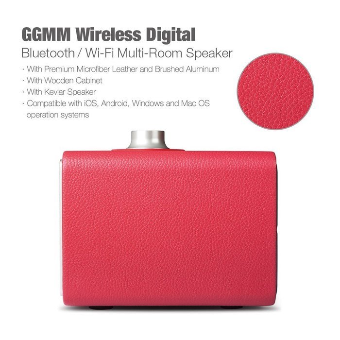 GGMM M3 Retro Wi-Fi/Bluetooth Stereo Wireless Leather Speaker | Featuring 40W Output, Multi-Room Play, Airplay... N28
