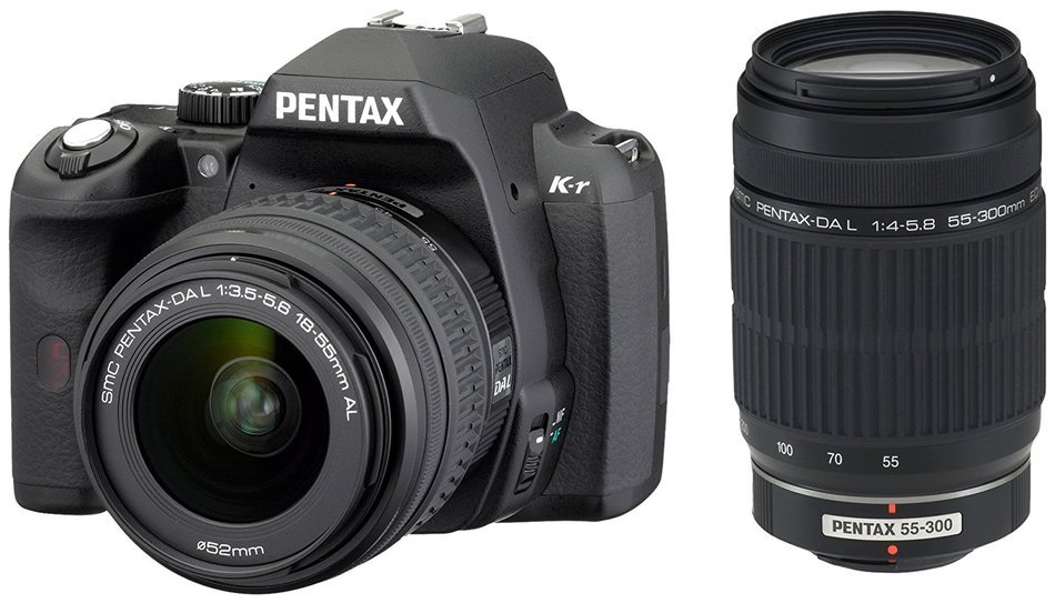 Pentax K-r 12.4 MP Digital SLR Camera with 3.0-Inch LCD and 18-55mm f/3.5-5.6 and 55-300mm f/4-5.8 Lenses (Black)