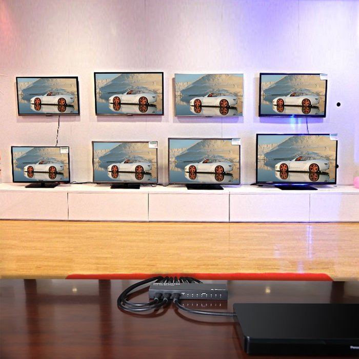 Portta PET0108 HDMI Splitter 8 Port 1x8 v1.3 support Full HD 1080p Deep Color HD Display on 8 TV N6