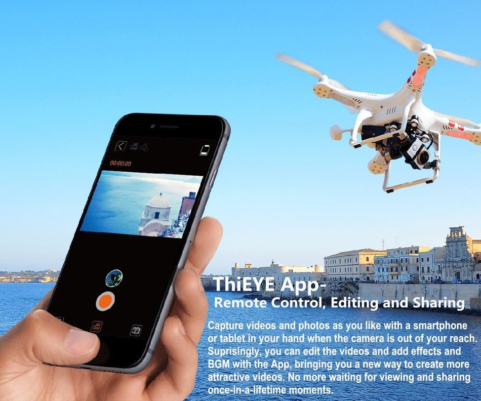 2.3K WIFI Action Camera, ThiEYE V5e Big Eye Sport Cam 16MP 1080P FHD 60M Waterproof With Amberalla Chipset Sony... N2