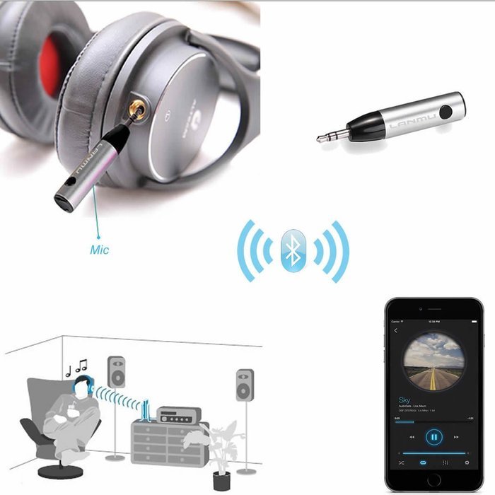 LANMU Audio Aux 3.5mm Mini Bullet Bluetooth ,Bluetooth Receiver,Bluetooth Adapter,Hands-Free Car Kits,Bluetooth... N7