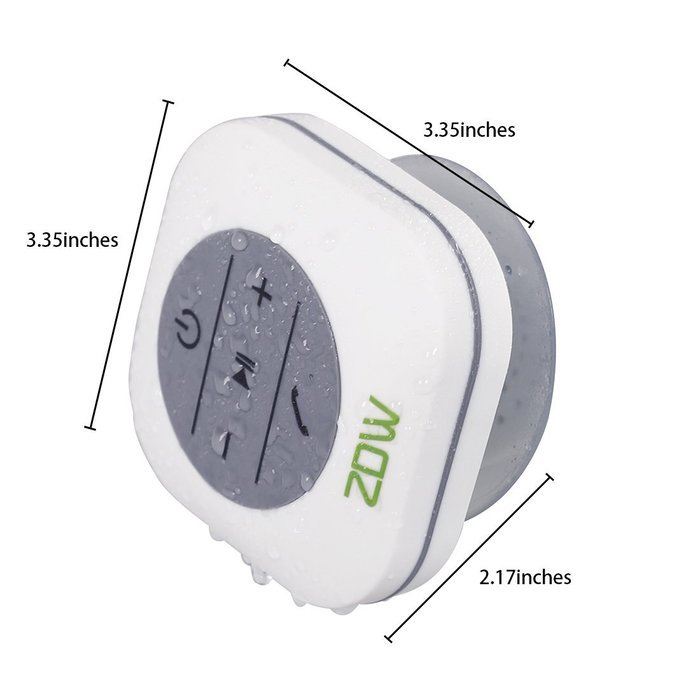 ZDW Wireless Bluetooth 3.0 Waterproof Outdoor & Shower Speaker with 3W Speaker/Suction Cup/Mic/Hands-Free Speakerphone... N6