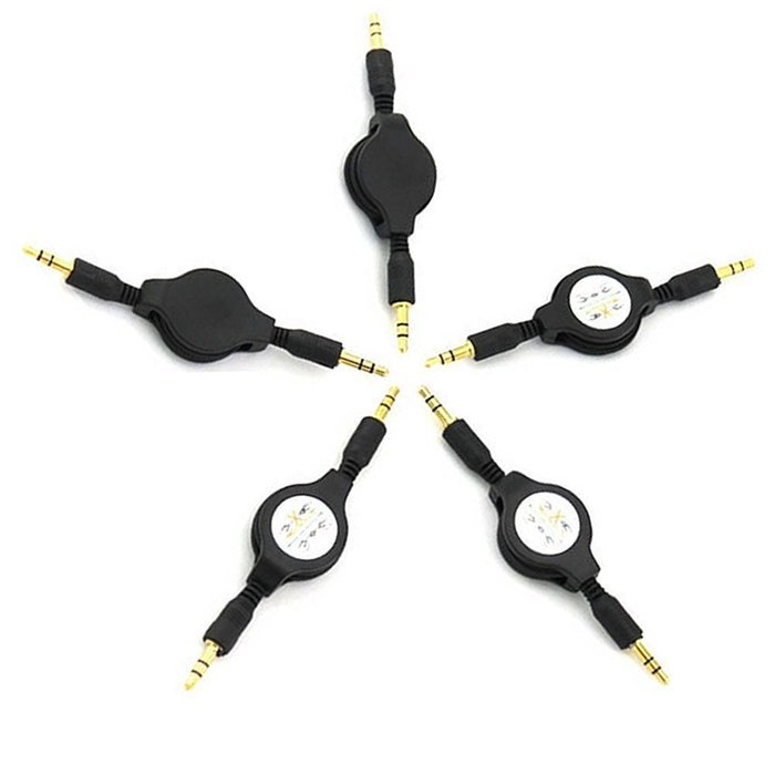 3.5mm Audio Cable, CAM-ULATA 2.5 Feet Auxiliary Retractable Male to Male Stereo Audio AUX Extension Cable Cord...
