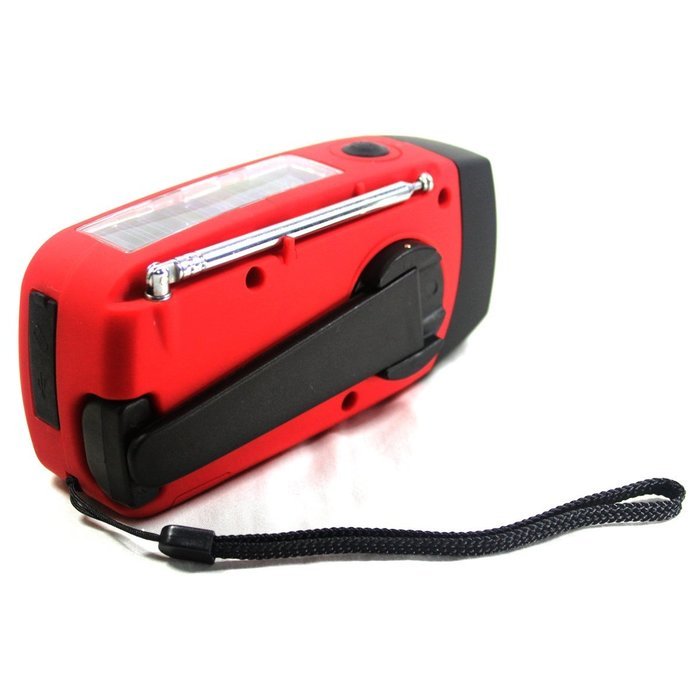 Foxnovo Portable Emergency Solar Powered AMFM Radio 3-LEDs Flashlight Cellphone Charger (Red 1) N6