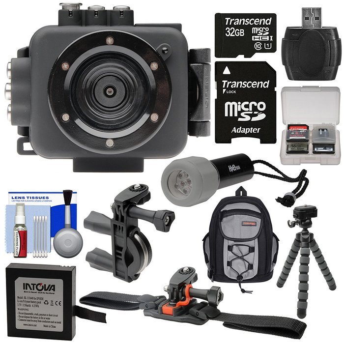 Intova Edge X Waterproof Sports HD Video Camera Camcorder with 32GB Card + Battery + LED Torch + Handlebar & Vented... N3