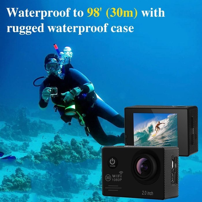 Sports Action Camera , ARCHEER 2.0 Inch 4K HD Waterproof Camera Portable DV Car Helmet Camcorder 2.4G WiFi Diving... N7