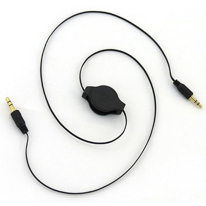 3.5mm Audio Cable, CAM-ULATA 2.5 Feet Auxiliary Retractable Male to Male Stereo Audio AUX Extension Cable Cord... N3