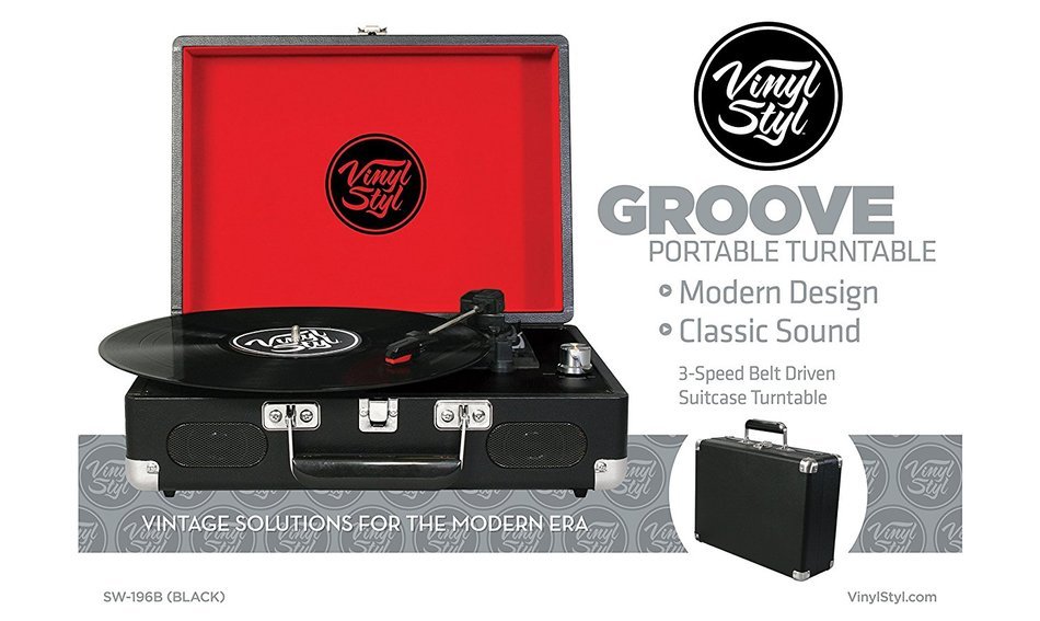 Vinyl Styl Groove Portable 3 Speed Turntable (Black) N3