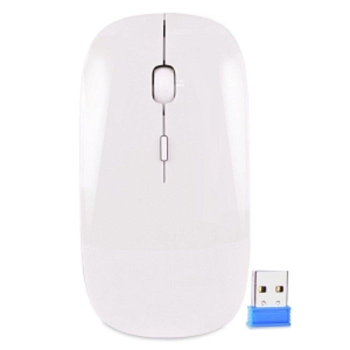 2.4GHz Wireless Rechargeable 3-Button Optical Scroll Mouse w/Nano USB Receiver & 350mAh Lithium Battery (White...