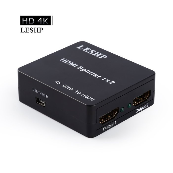 HDMI Splitter, LESHP Ultra HD 4K x 2K 1x2 HDMI Switch Switcher Amplifier Ver 1.4 Certified For 3D 1080P HD HDTV... N4