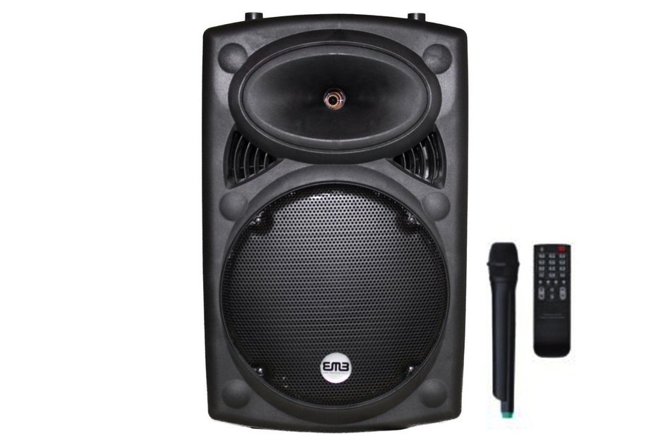EMB PKL15 + Speaker Stand - 1700W 15" PA Rechargeable Speaker System w/ LED Lights - Built-in Bluetooth/SD/MMC... N6