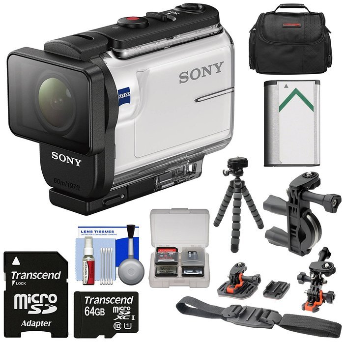 Sony Action Cam HDR-AS300 Wi-Fi HD Video Camera Camcorder with Flat Surface & Helmet Mounts + 64GB Card + Battery... N2