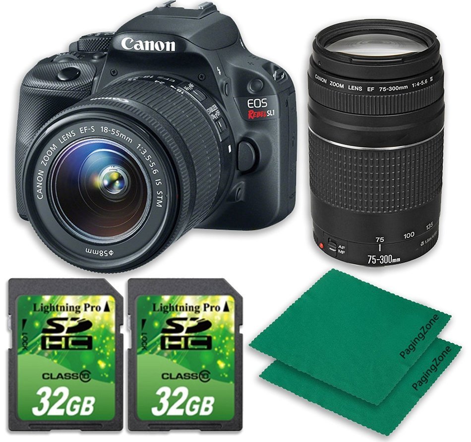 Canon EOS Rebel SL1 DSLR Camera with 18-55mm IS STM and 75-300mm III Lenses N2