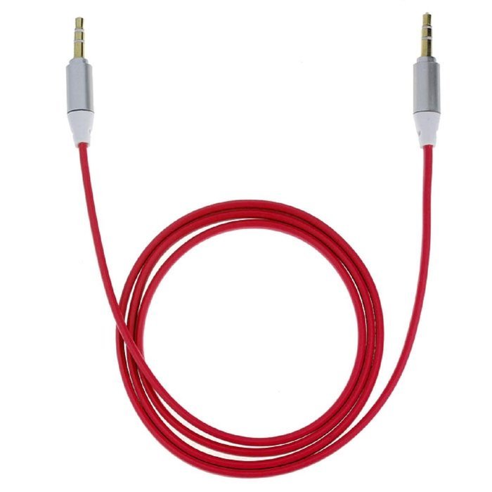 ABC&reg; 3.5mm Stereo Auxiliary Cable Male to Male Flat Audio Music Aux Cord (Red) N3