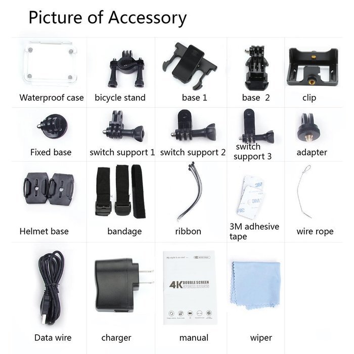 4K Camera, POTO F88 Waterproof Sports DV 2.0'' LCD Video Cam Support Shooting Stars, Mini Car DVR Camera N9