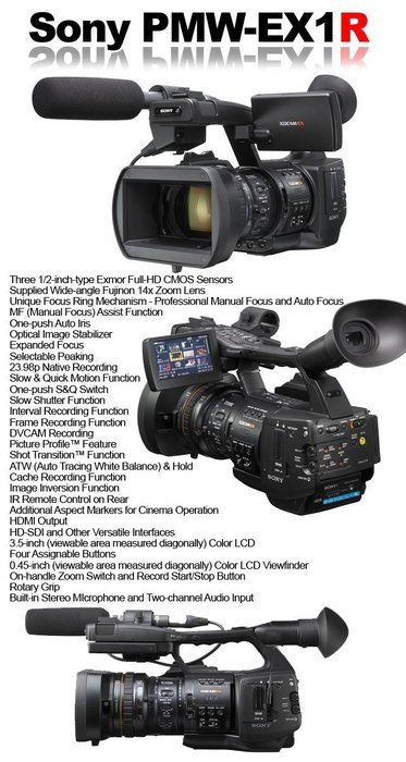 Sony Sony PMW-EX1R XDCAM EX Full HD Camcorder without SxS Card, 1920x1080 Resolution, Wide Angle 14x Fujinon Lens... N2