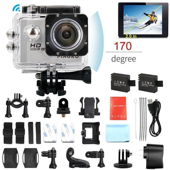 PINGKO F71 WIFI Full HD Sports Action Camera,1080P 30fps 12MP 2.0 Inch LCD Screen 170 Degree Wide Angle Lens Waterproof... N5