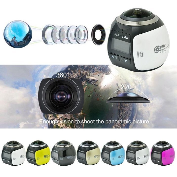 Palaris 360&deg; Mini WiFi Panoramic Video Camera 2448P 30fps 16MP Photo 3D VR Action Sports DV N4