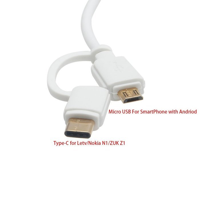 Feamos HDMI Adapter Cable 2 in 1 Dual Connector MicroType C for HDTV TV LeTV Samsung S7 Edge White N4