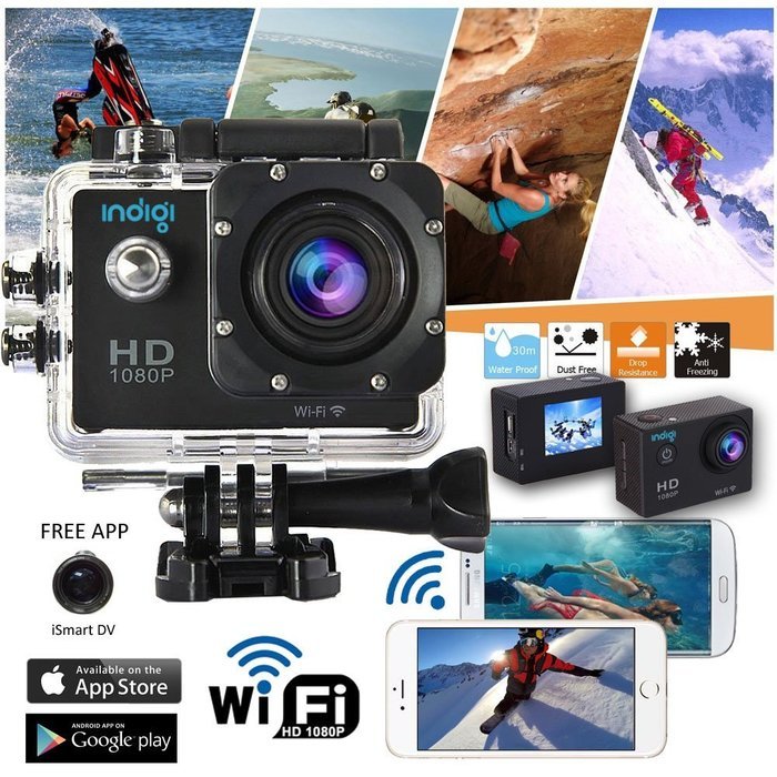Indigi Sports DV Action Camera 1080p HD Video Recording Camcorder Waterproof Dustproof -New WiFi Version-