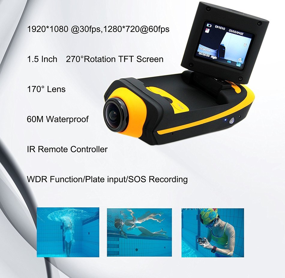 1+1&reg;sports Camera 1080p Waterproof Hd Action Camera 170 Degree Wide Angle Dv Car Recorder Diving Outdoor Camera... N3