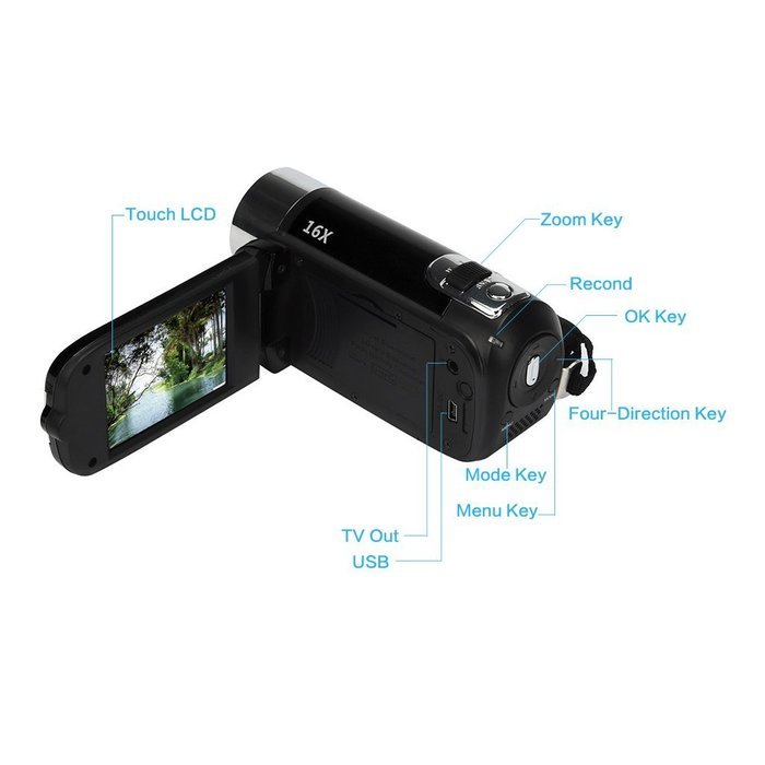 Digital Camera, Lary intel HD 1080P 16M 16X Digital Zoom Video Camcorder Camera DV 2.7 Inches TFT LCD Screen for... N7