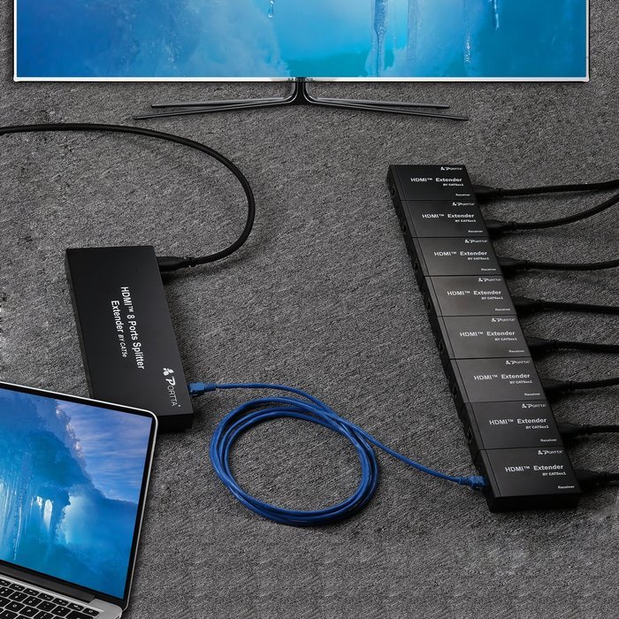 Portta PET0108 HDMI Splitter 8 Port 1x8 v1.3 support Full HD 1080p Deep Color HD Display on 8 TV N12