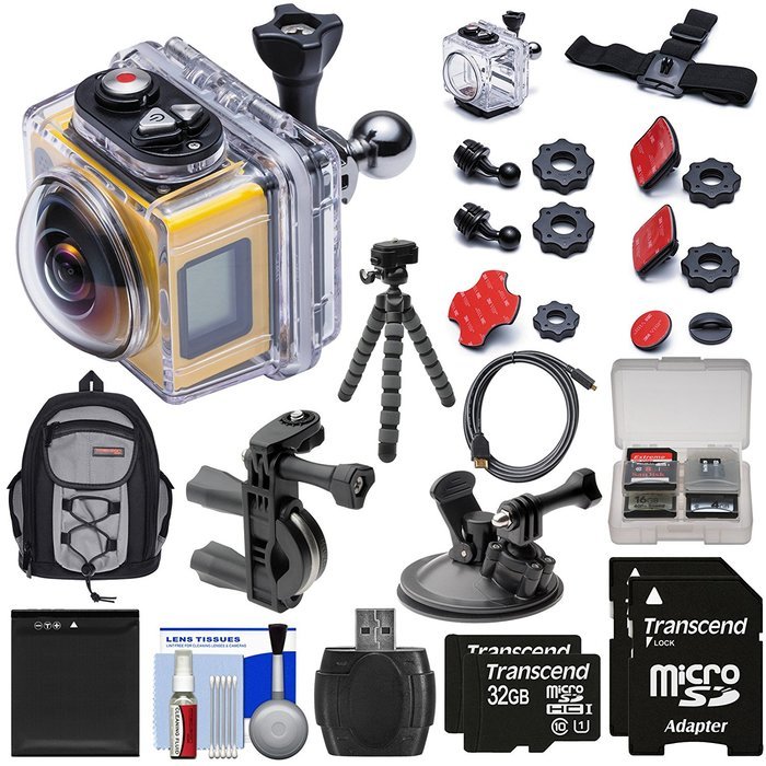Kodak PixPro SP360 Wi-Fi HD Video Action Camera Camcorder - Aqua Sport Pack + Bike & Suction Cup Mounts + 64GBs...
