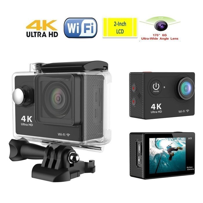 TURNMEON WIFI Action Sports Camera 170&deg;Degree Ultra-Wide Angle Lens 4K Ultra HD 30-Meter Waterproof Diving DV... N2