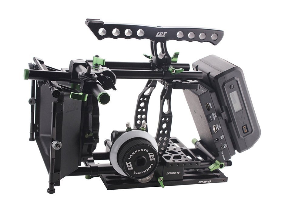 BMCC Cage Rig with 150Wh Li-ion Battery Power Supply and Follow Focus Matte Box for BlackMagic Camera Kit N5