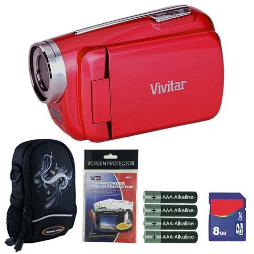 Vivitar DVR508 Strawberry Red Digital Video Camera Camcorder Plus 8GB Accessory Kit