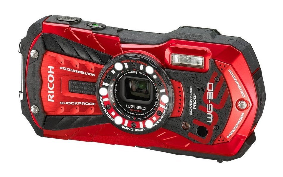 Ricoh WG-30 Red 16 Digital Camera with 5x Optical Image Stabilized Zoom waterproof 12M with 3-Inch LCD (Red)