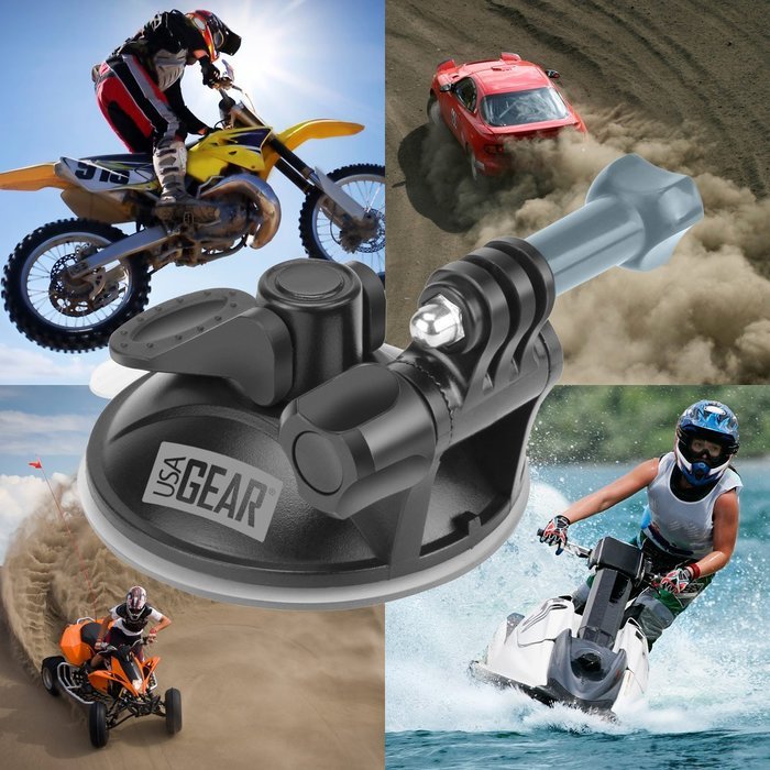 Extreme Sports Action Camera Mount Bundle with Included Suction Cup , Handlebar and Zip Mount by USA Gear - Works... N2