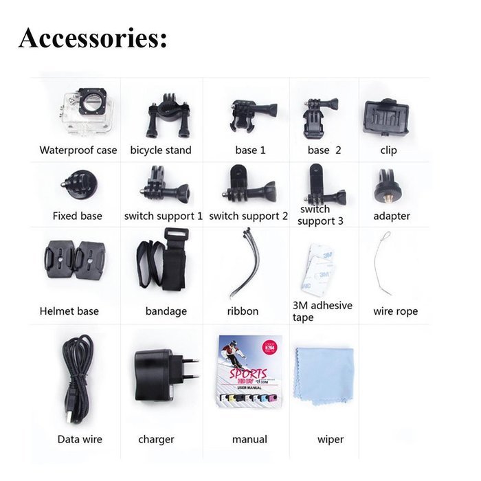 Kasstino SJ4000 HD 720P Sport Camera Diving 30Meter Waterproof Mini DVR Camcorder Car N6