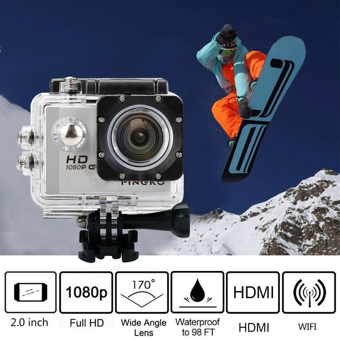 PINGKO F71 WIFI Full HD Sports Action Camera,1080P 30fps 12MP 2.0 Inch LCD Screen 170 Degree Wide Angle Lens Waterproof... N6