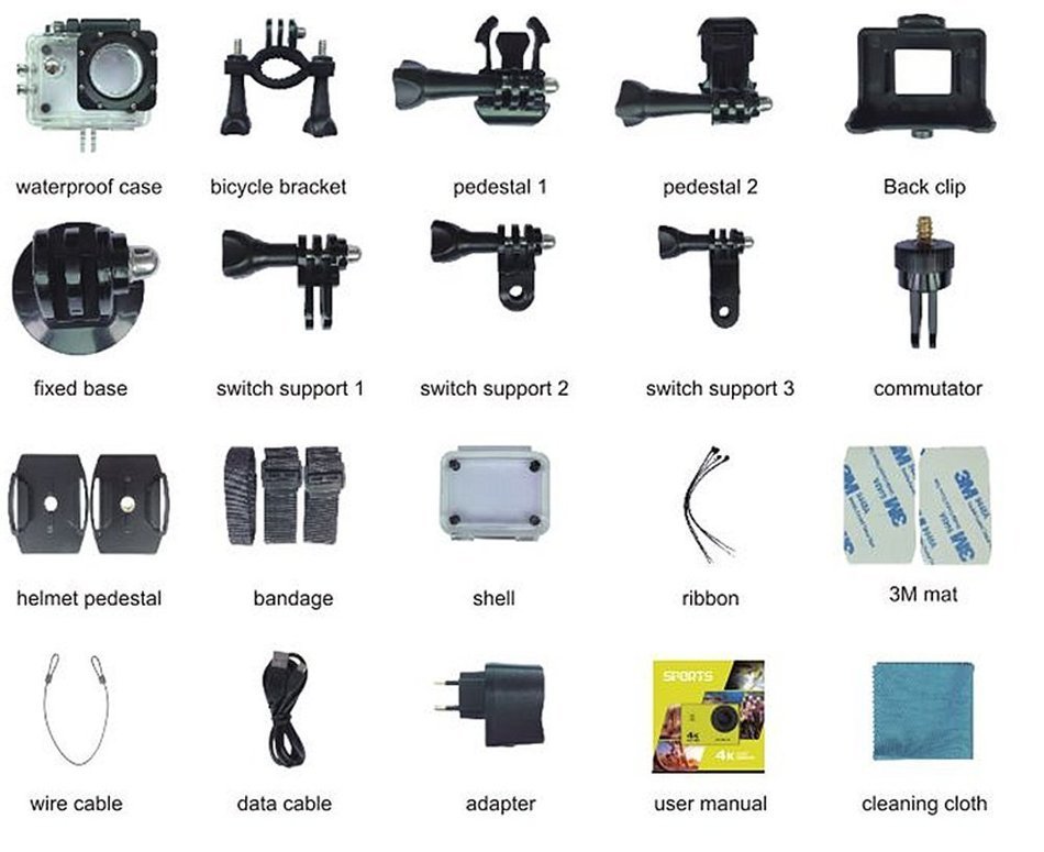 Boblov AT-30 Full HD 4K@30fps 1080P@60fps 173 Degree Wide Angle 16MP WiFi Sports Action Camera DVR (Black) N12
