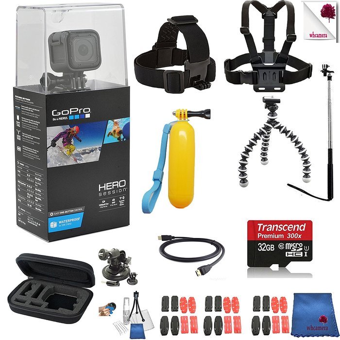 Gopro Hero Session Ready Set Go Bundle Includes: Go Pro Hero4 4 Session + Head Strap + Chest Strap + Floaty Bobber...