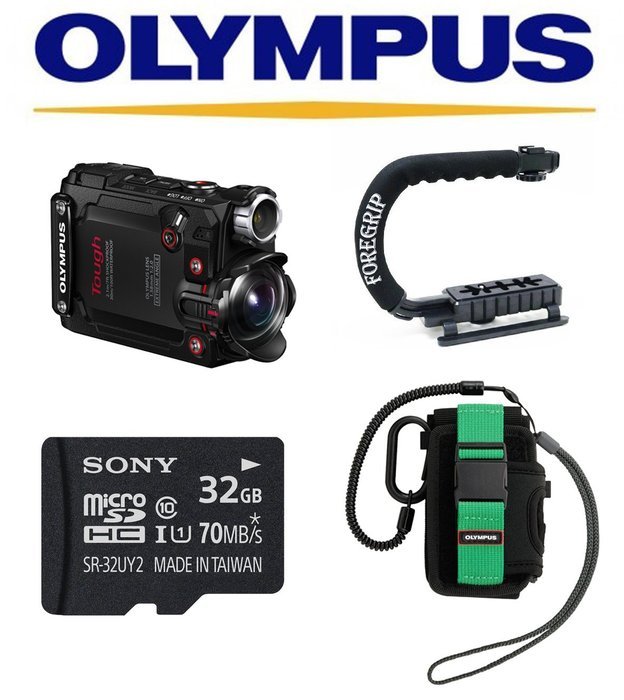 Olympus TG-Tracker (Black) w/ Olympus Custom TG-Tracker Case CSCH-125 (Black) + ActionGrip Professional Action...