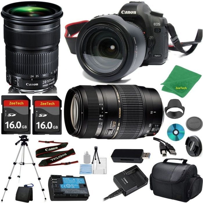 Canon EOS 5D Mark III Camera with 24-105mm IS STM Lens + Tamron 70-300mm AF + 2pcs 16GB Memory + Camera Case +...