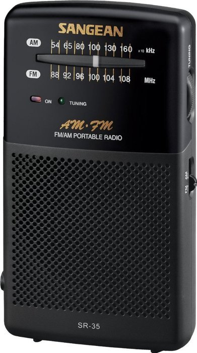 Portable AM/FM Hand-Held Receiver with Built-In Speaker