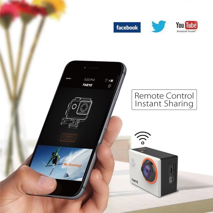 ThiEYE i60 4K Action Camera - 4MP SONY CMOS, 1.5 Inch TFT Display, 152 Degree Lens, Wi-Fi, Image Stabilizer (Silver) N3