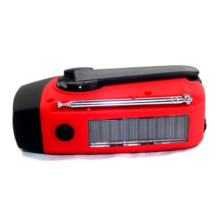 Foxnovo Portable Emergency Solar Powered AMFM Radio 3-LEDs Flashlight Cellphone Charger (Red 1) N9