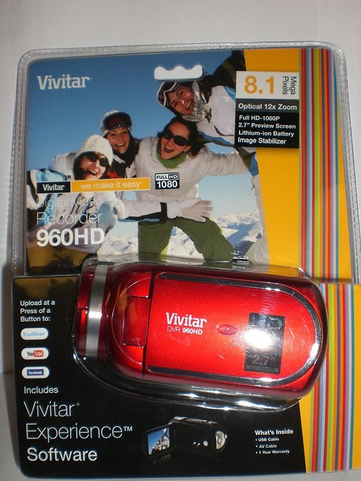 Vivitar DVR960 8.1MP HD Video Camcorder Strawberry Red