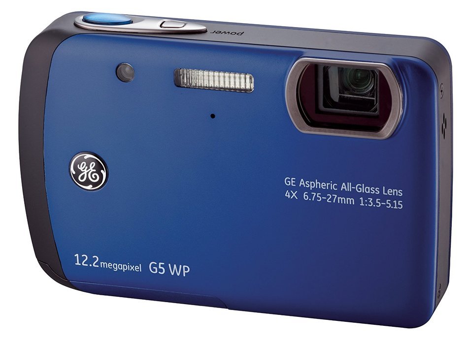 GE G5WP 12MP Waterproof Digital Camera with 4X Optical Zoom and 2.7-Inch LCD with Auto Brightness (Ocean Blue)