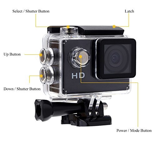 HD Sports Action Camera 120&deg;2G2P Wide-angle Lens USB2.0 Waterproof Housing and Accessories(11 Items) black N2