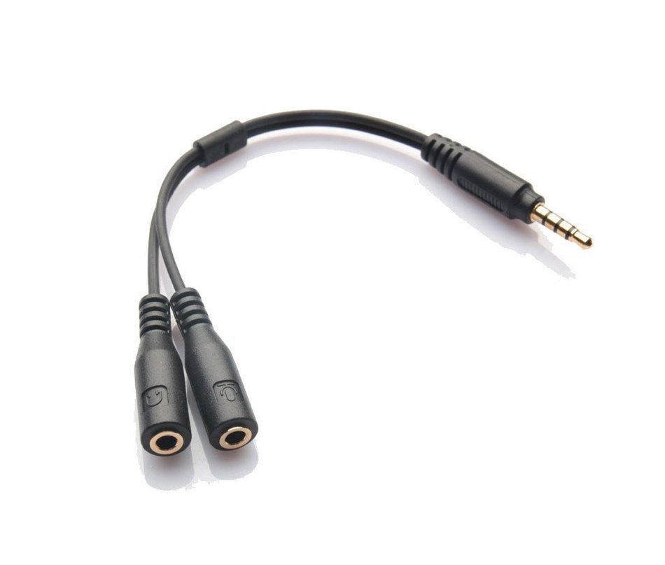 HTTX 3.5mm Male to Female Headset Splitter Adapter for Headphones With Two separate Headphone / Microphone plugs... N2