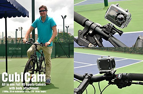 Cubicam 1080p HD camcorders- 5MP, 20m Waterproof Digital Sports Camera with Body Strap & Mount Accessory Kit N2