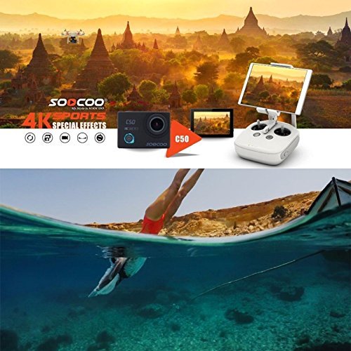 SOOCOO C50 4K HD 2 inch LCD Screen 12MP WiFi Sport Action Camera Camcorder with Waterproof Case, 170 Degrees Wide... N4