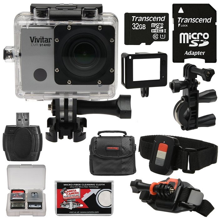 Vivitar DVR914HD 1440p HD Wi-Fi Waterproof Action Video Camera Camcorder with Remote, Vented Helmet & Handlebar... N2