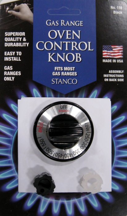 Stanco Gas Oven Burner Knob, Black